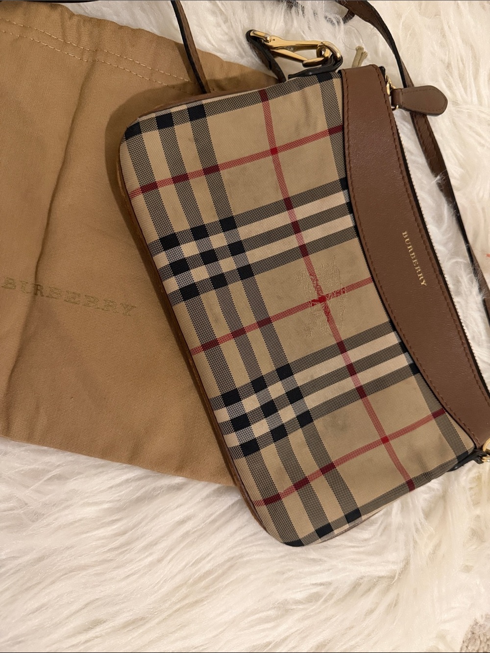Burberry Tan and Brown Nova Check Crossbody Purse - Picture 2 of 6
